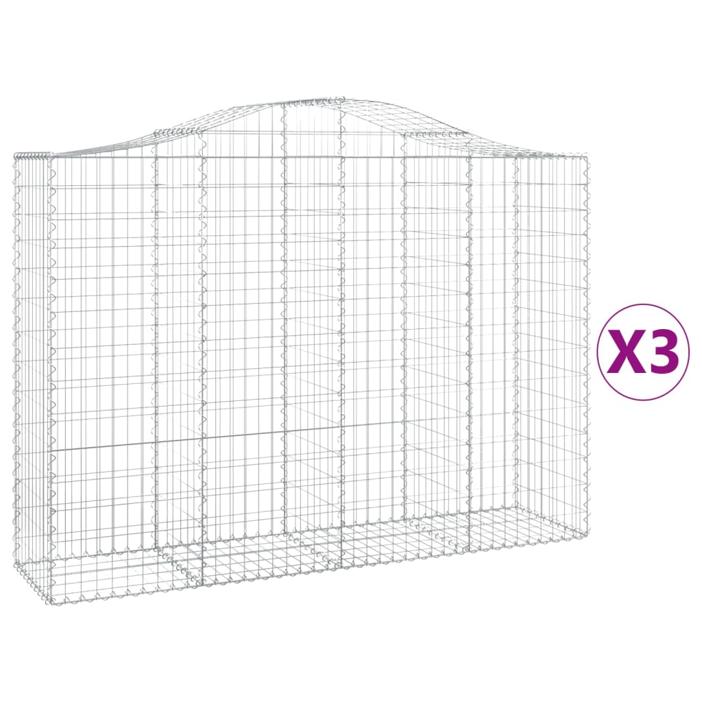Klenuté gabionové koše 3 ks 200x50x140/160cm pozinkované železo