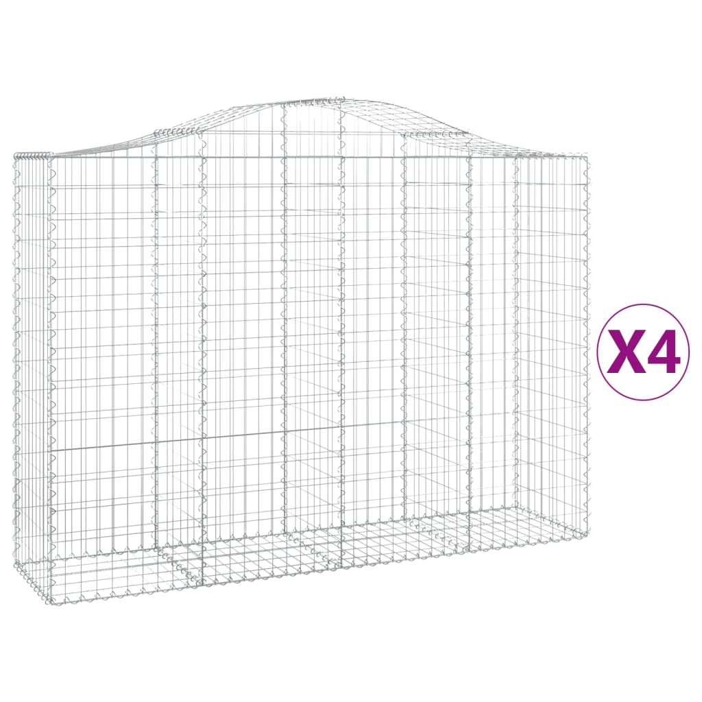 Klenuté gabionové koše 4 ks 200x50x140/160cm pozinkované železo