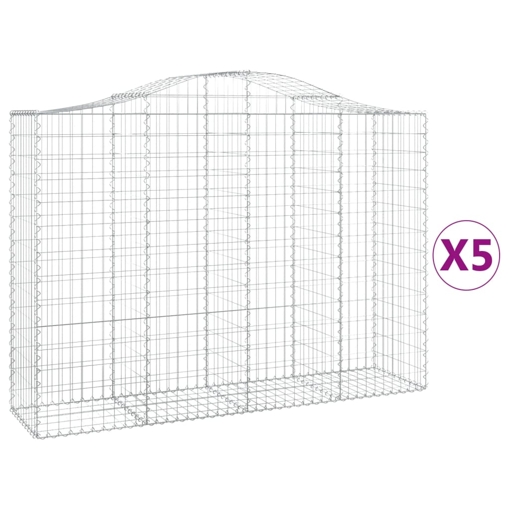 Klenuté gabionové koše 5 ks 200x50x140/160cm pozinkované železo