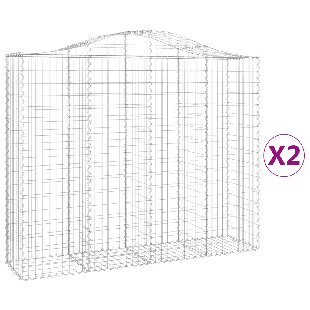 Klenuté gabionové koše 2 ks 200x50x160/180cm pozinkované železo