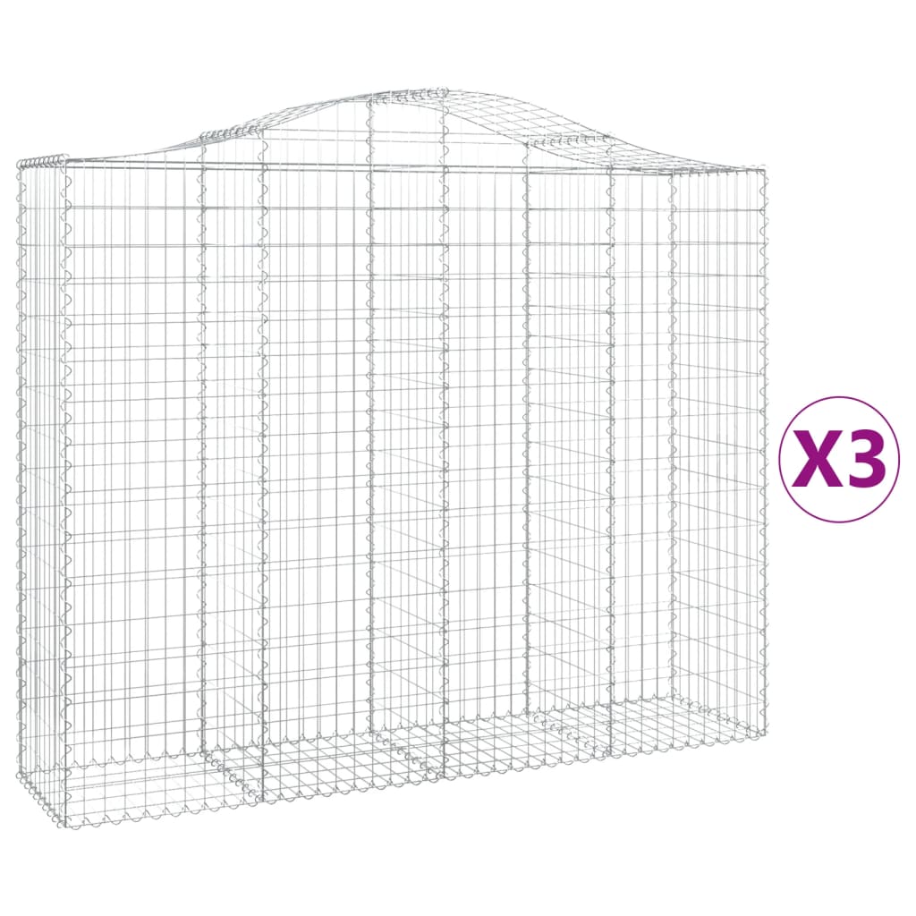 Klenuté gabionové koše 3 ks 200x50x160/180cm pozinkované železo