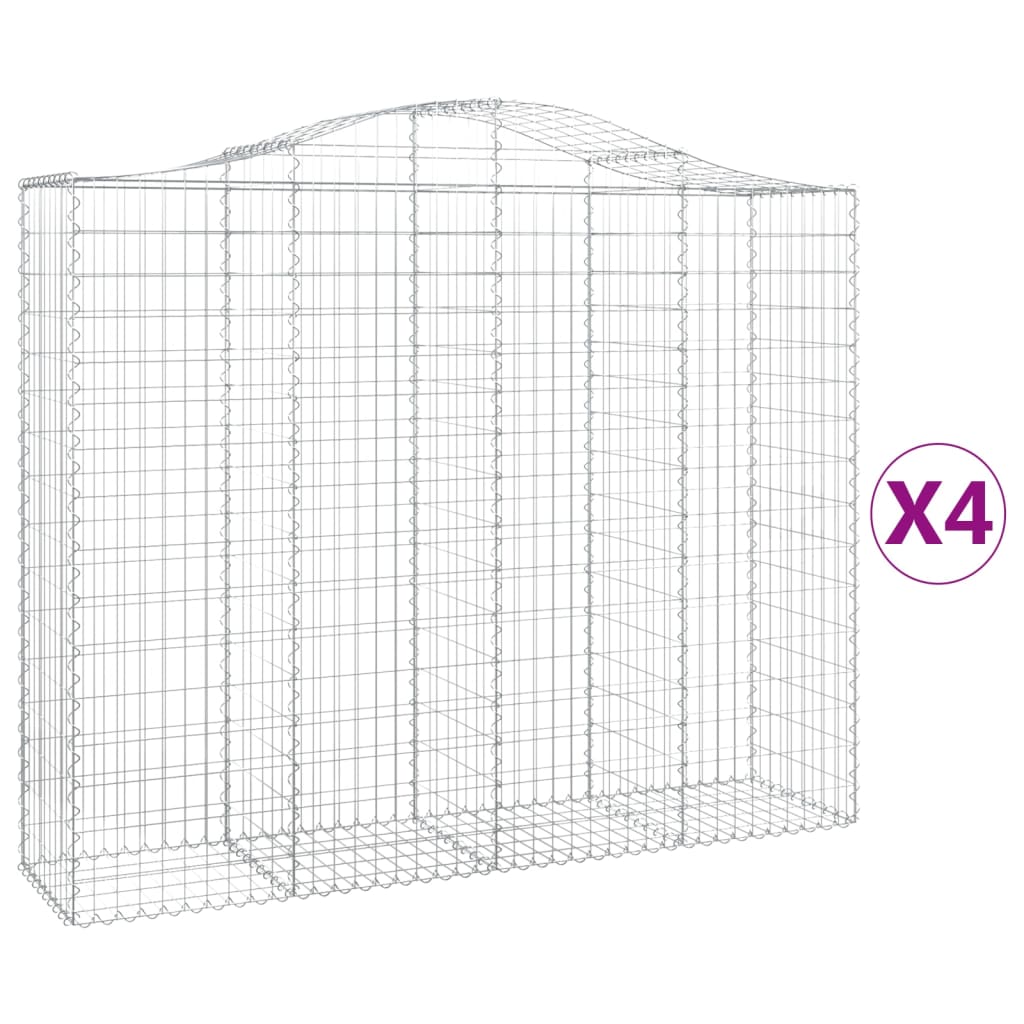 Klenuté gabionové koše 4 ks 200x50x160/180cm pozinkované železo
