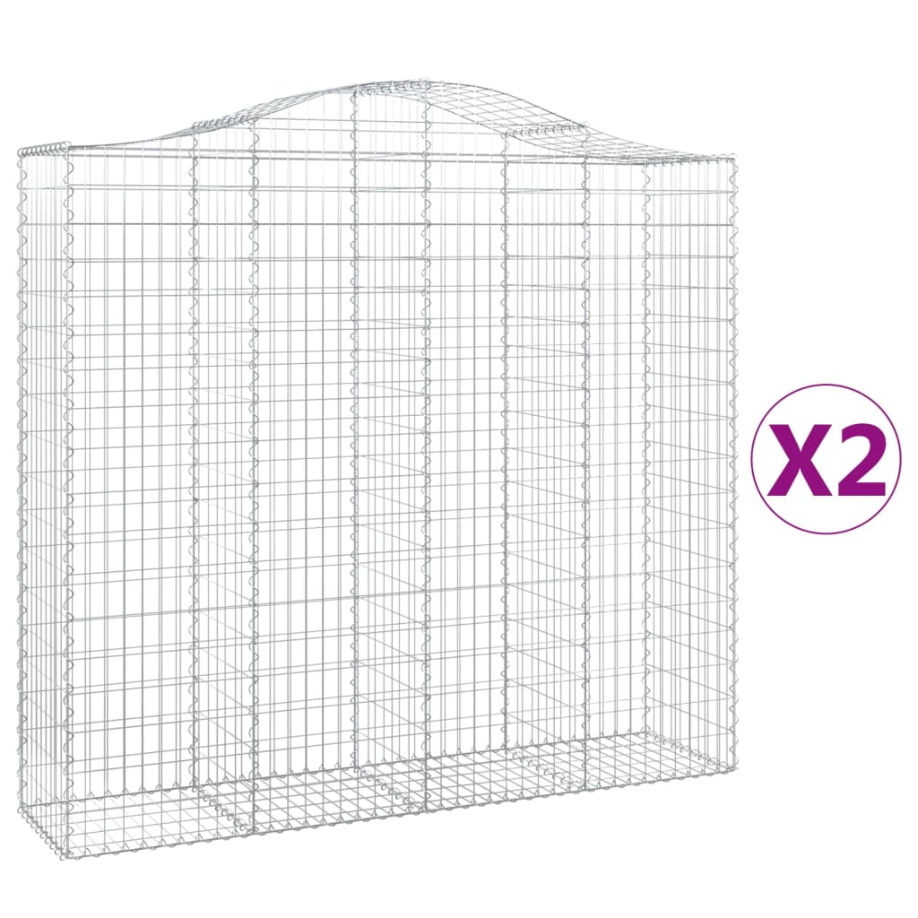 Klenuté gabionové koše 2 ks 200x50x180/200cm pozinkované železo