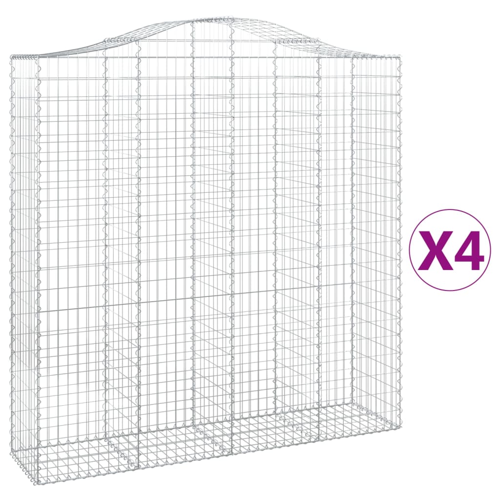 Klenuté gabionové koše 4 ks 200x50x200/220cm pozinkované železo