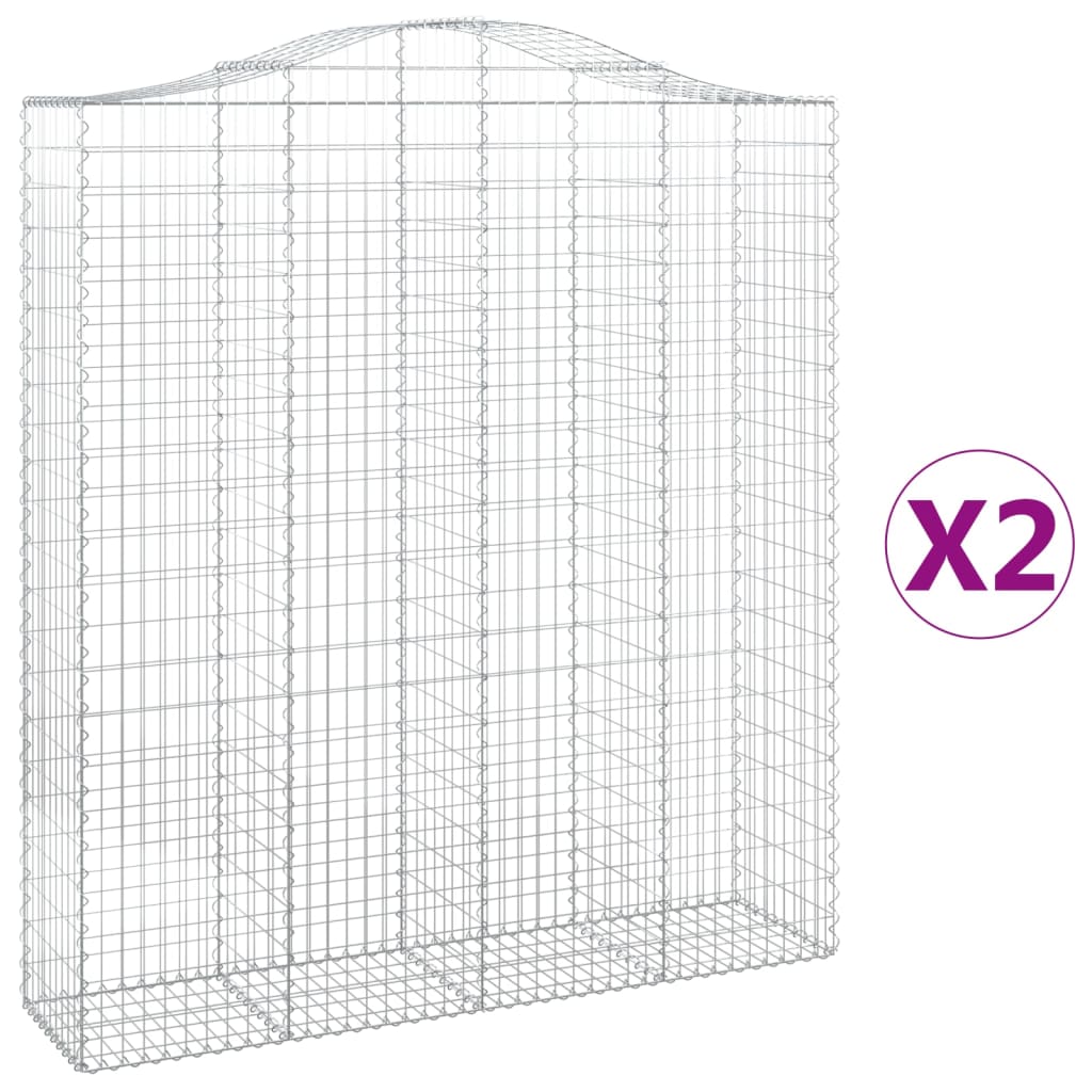 Klenuté gabionové koše 2 ks 200x50x220/240cm pozinkované železo