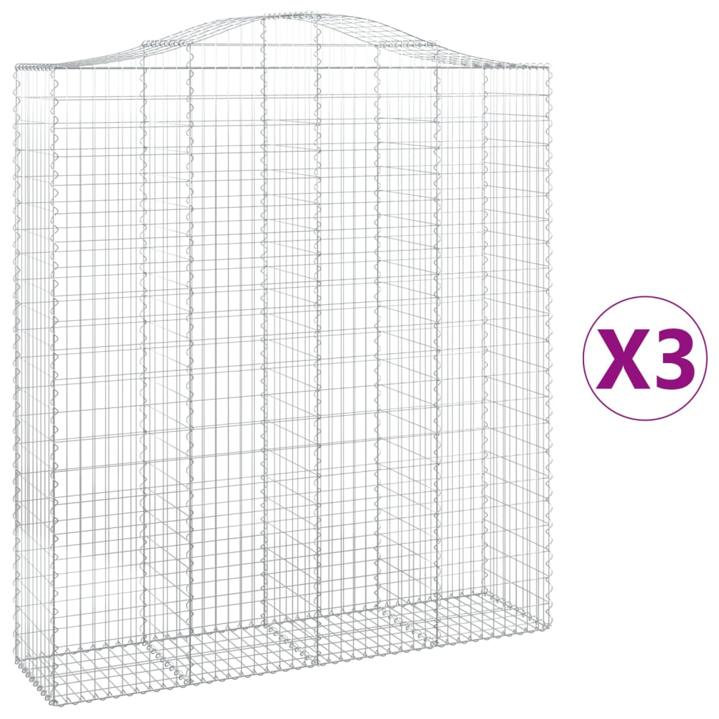 Klenuté gabionové koše 3 ks 200x50x220/240cm pozinkované železo