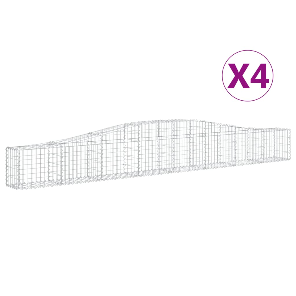 Klenuté gabionové koše 4 ks 400x30x40/60 cm pozinkované železo