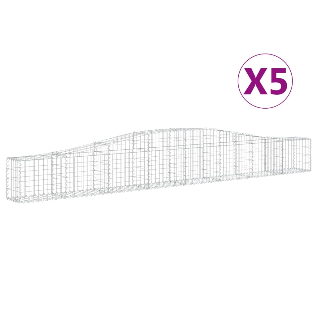 Klenuté gabionové koše 5 ks 400x30x40/60 cm pozinkované železo