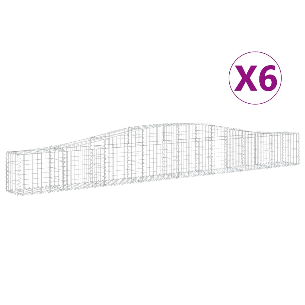 Klenuté gabionové koše 6 ks 400x30x40/60 cm pozinkované železo