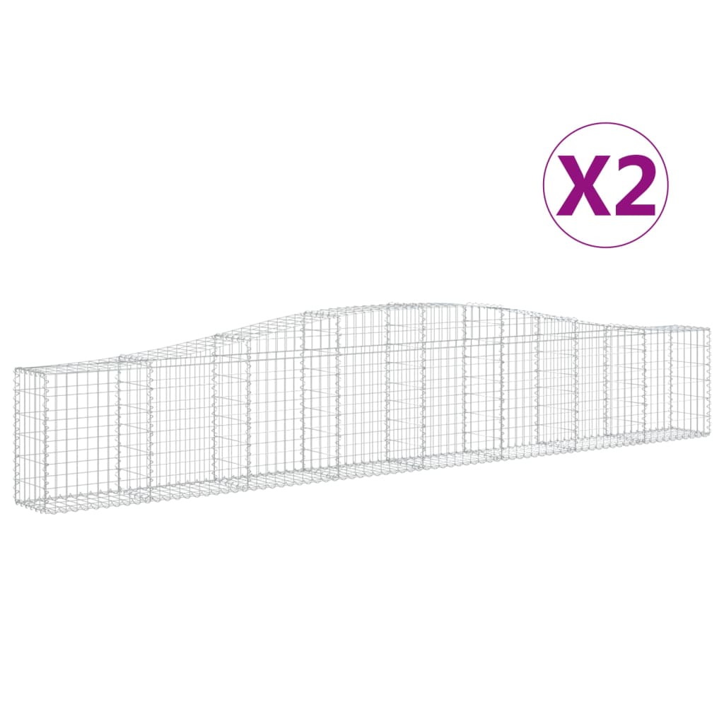 Klenuté gabionové koše 2 ks 400x30x60/80 cm pozinkované železo