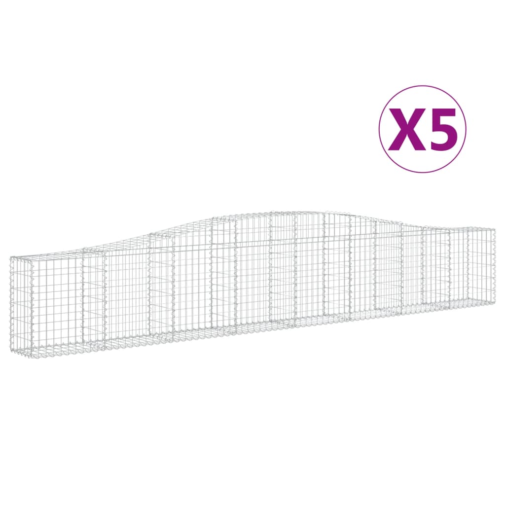 Klenuté gabionové koše 5 ks 400x30x60/80 cm pozinkované železo