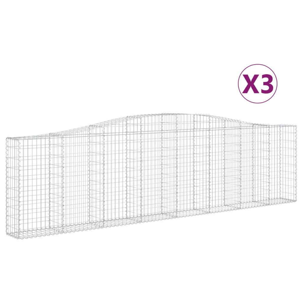 Klenuté gabionové koše 3 ks 400x30x100/120cm pozinkované železo