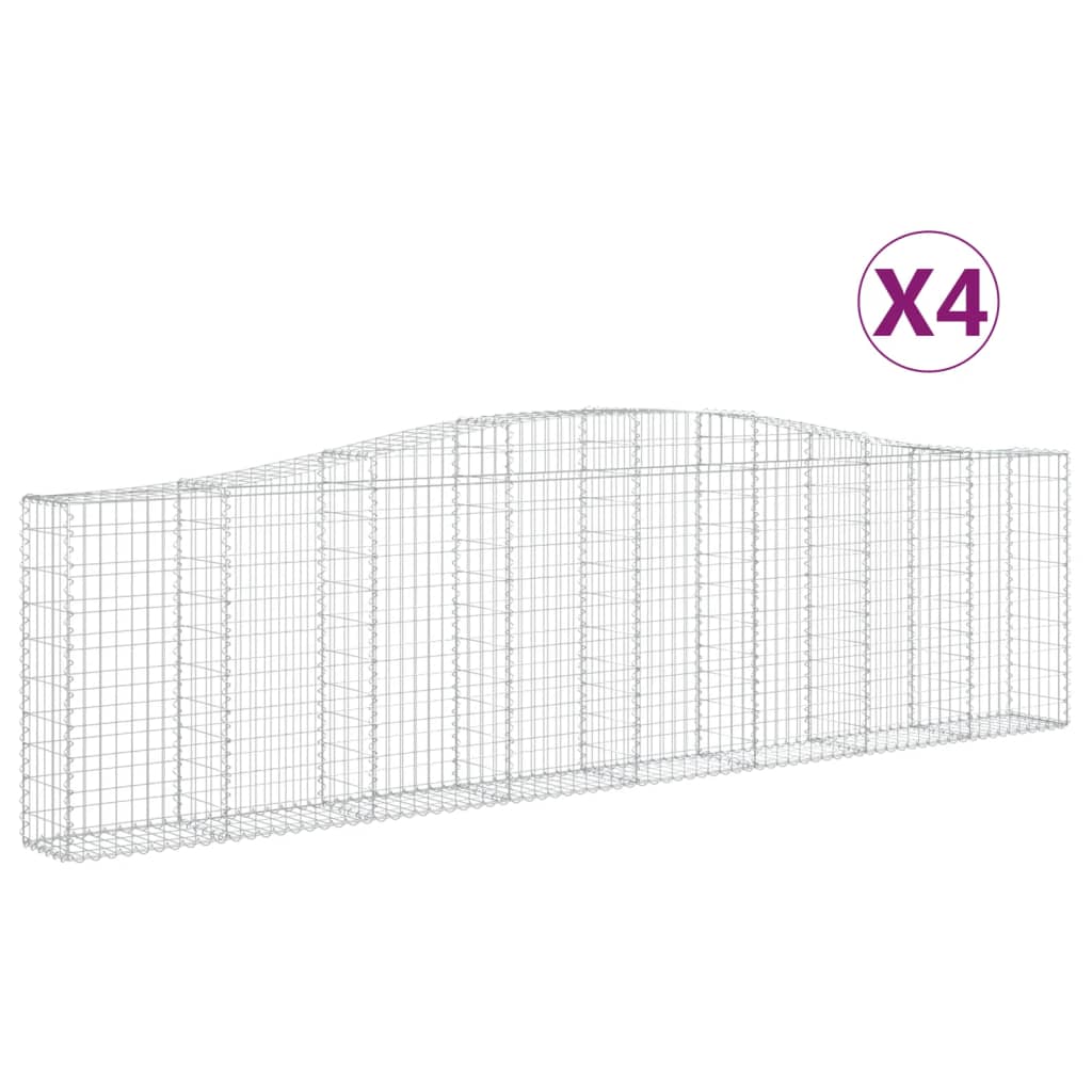 Klenuté gabionové koše 4 ks 400x30x100/120cm pozinkované železo