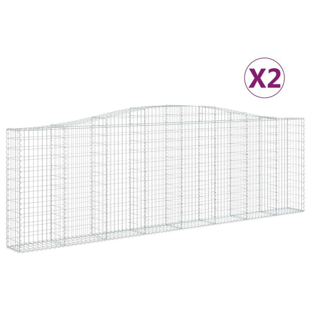 Klenuté gabionové koše 2 ks 400x30x120/140cm pozinkované železo