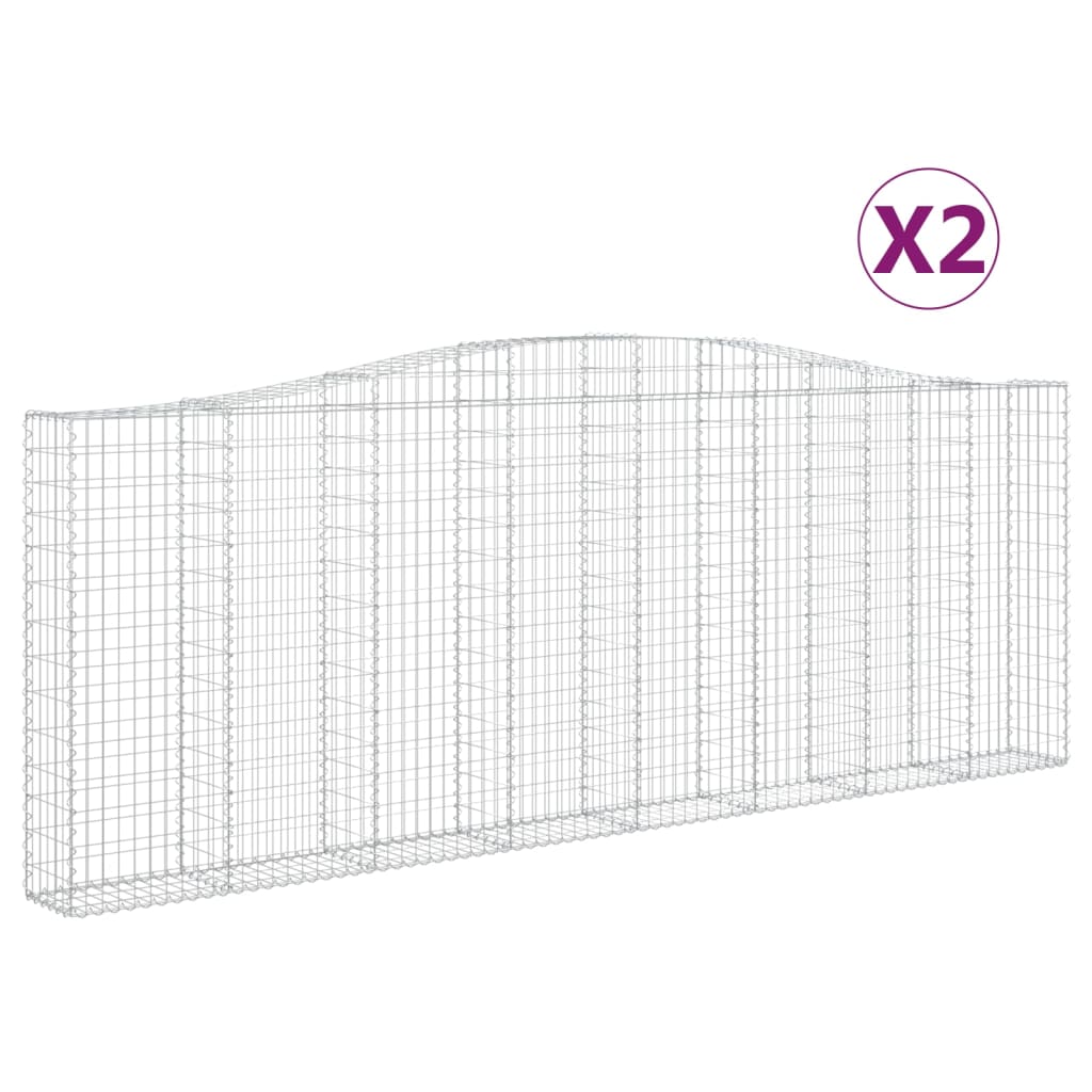 Klenuté gabionové koše 2 ks 400x30x140/160cm pozinkované železo