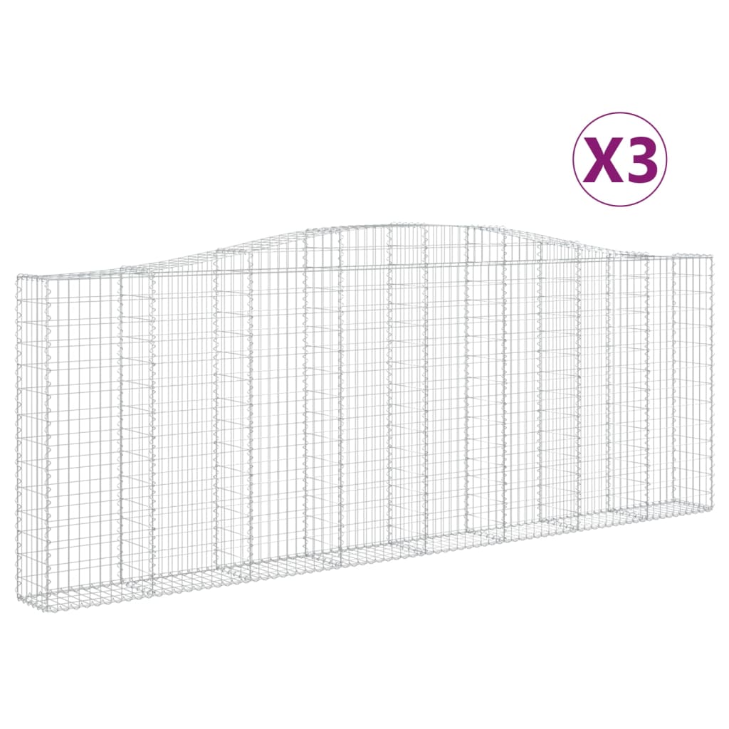 Klenuté gabionové koše 3 ks 400x30x140/160cm pozinkované železo