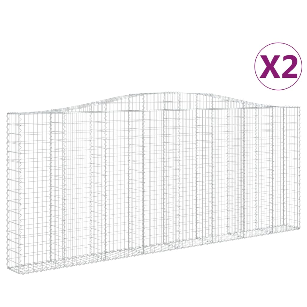 Klenuté gabionové koše 2 ks 400x30x160/180cm pozinkované železo