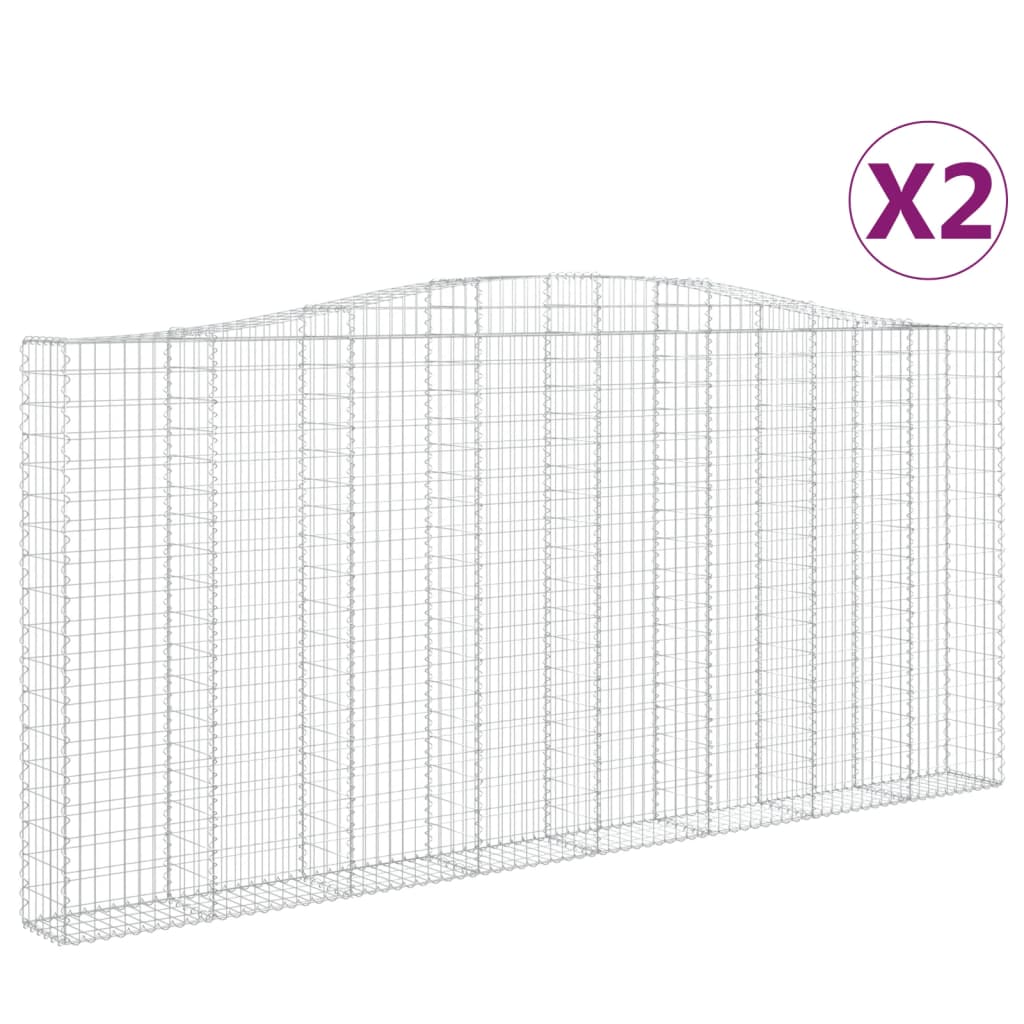 Klenuté gabionové koše 2 ks 400x30x180/200cm pozinkované železo