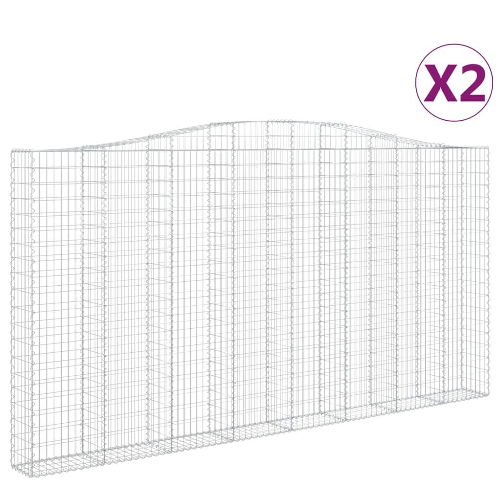 Klenuté gabionové koše 2 ks 400x30x200/220cm pozinkované železo