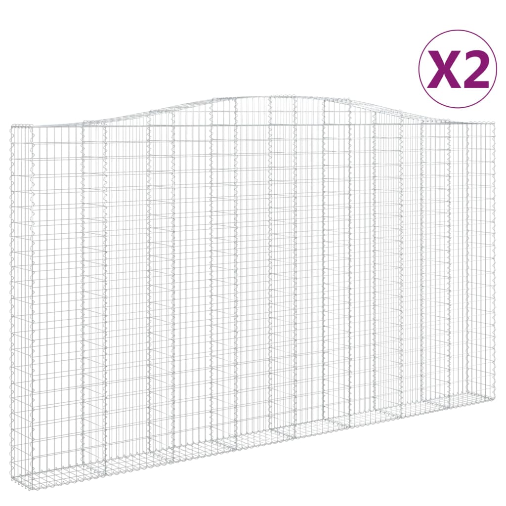 Klenuté gabionové koše 2 ks 400x30x220/240cm pozinkované železo