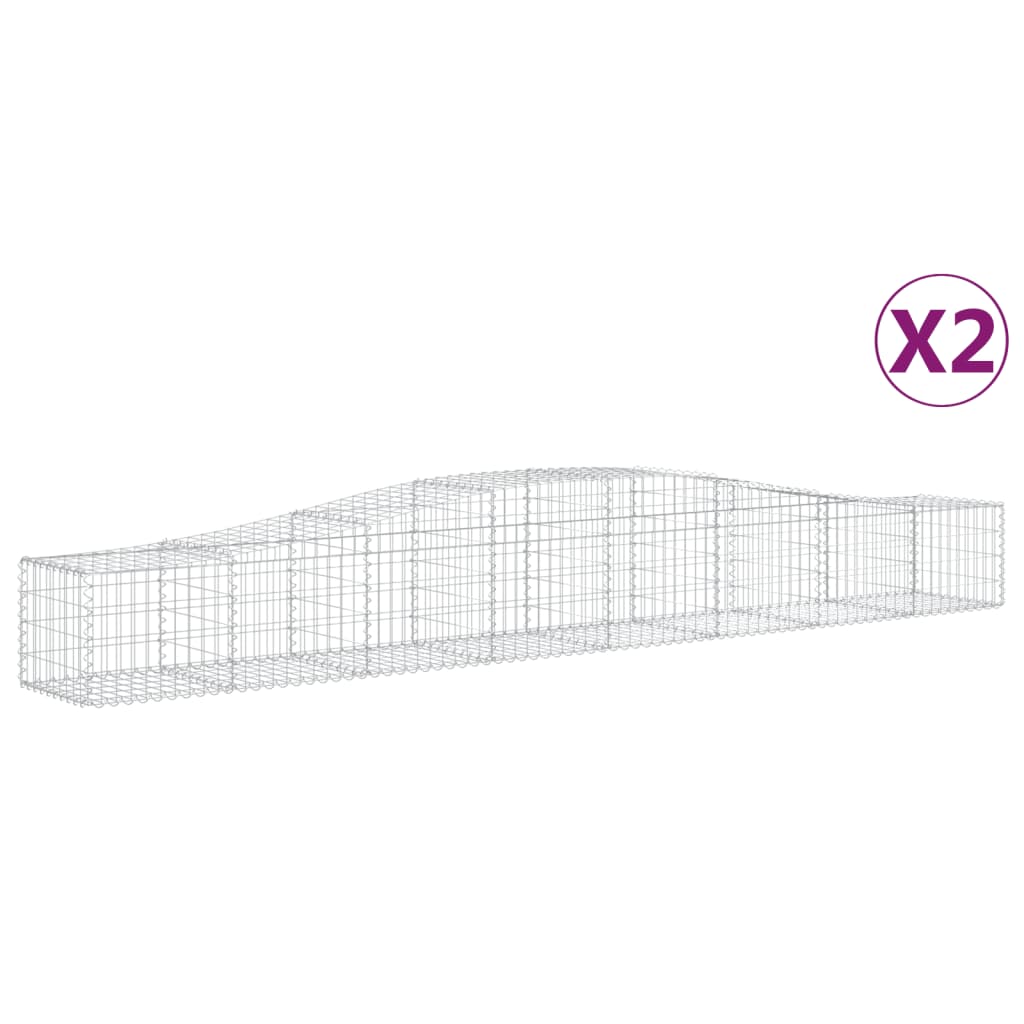 Klenuté gabionové koše 2 ks 400x50x40/60 cm pozinkované železo