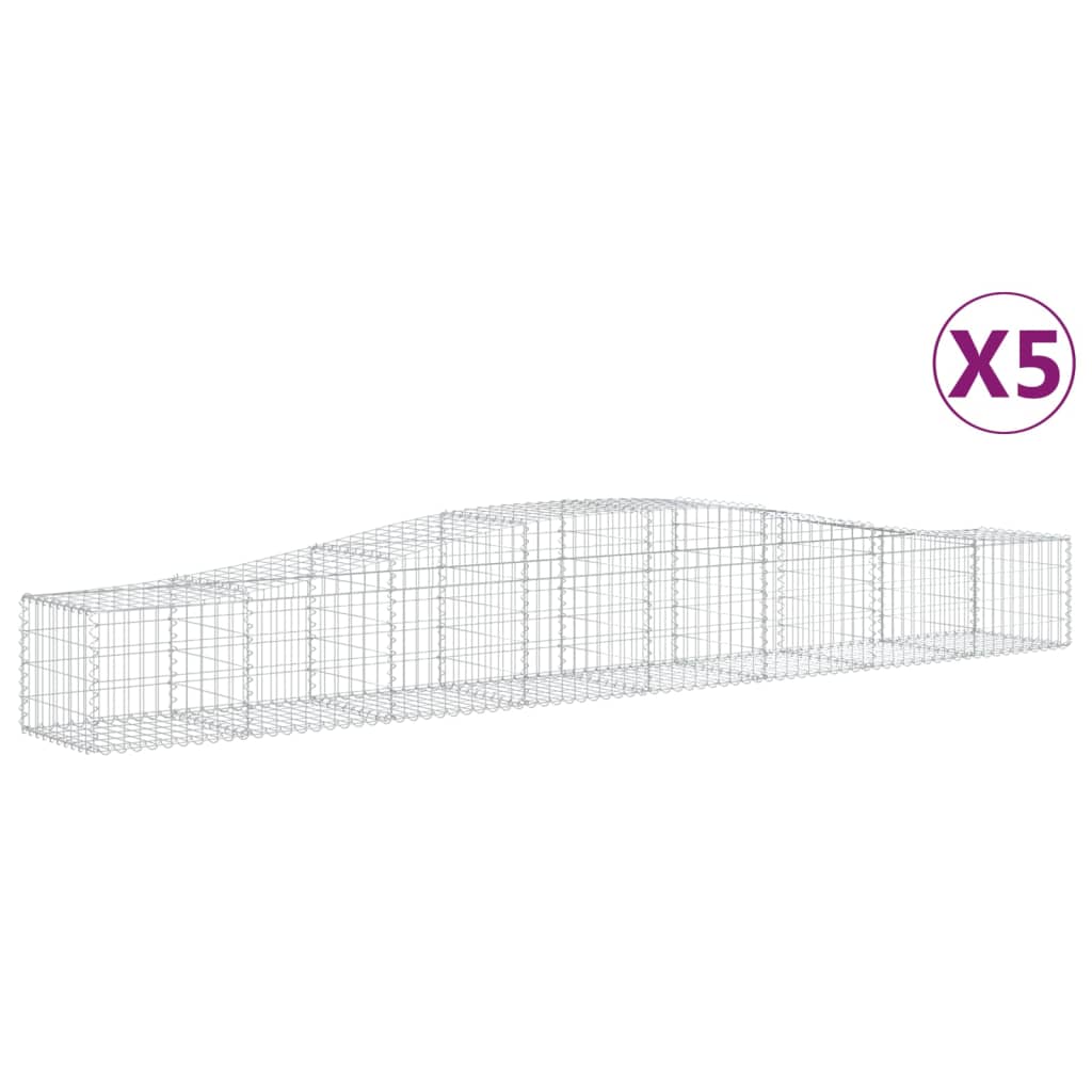 Klenuté gabionové koše 5 ks 400x50x40/60 cm pozinkované železo
