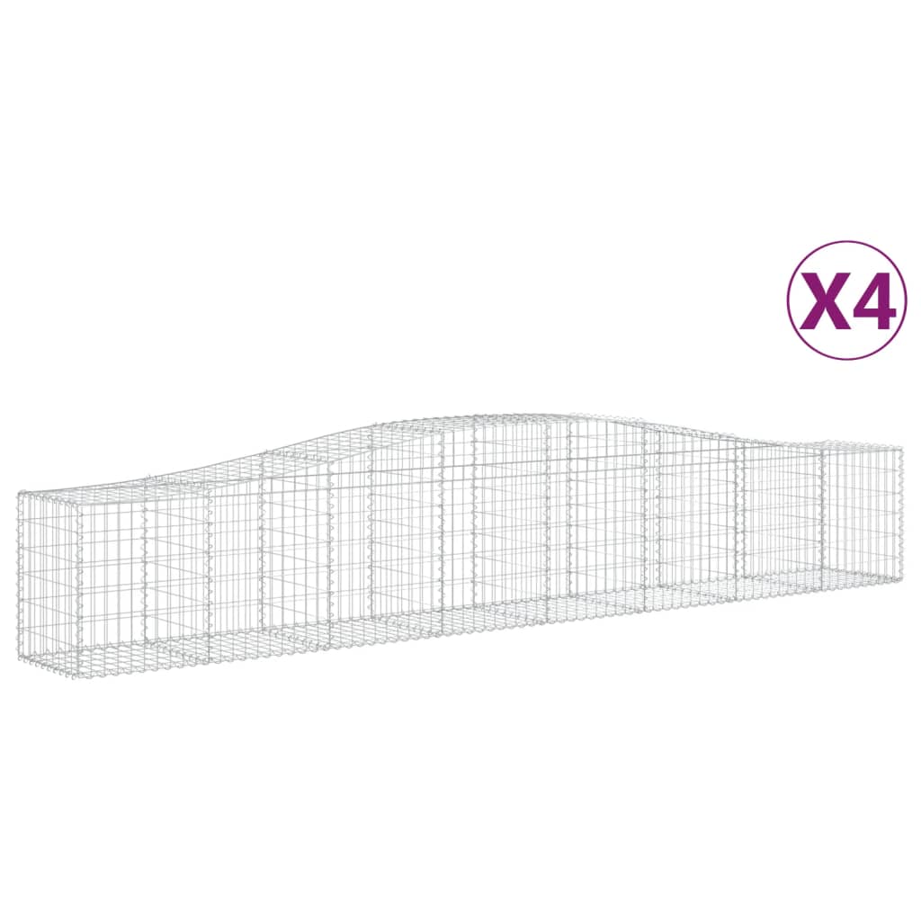 Klenuté gabionové koše 4 ks 400x50x60/80 cm pozinkované železo