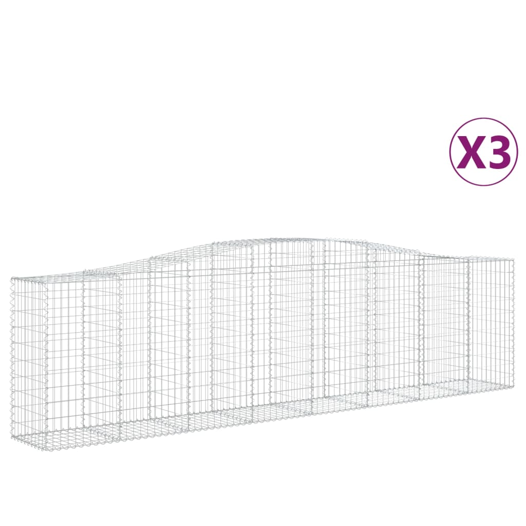 Klenuté gabionové koše 3 ks 400x50x100/120cm pozinkované železo