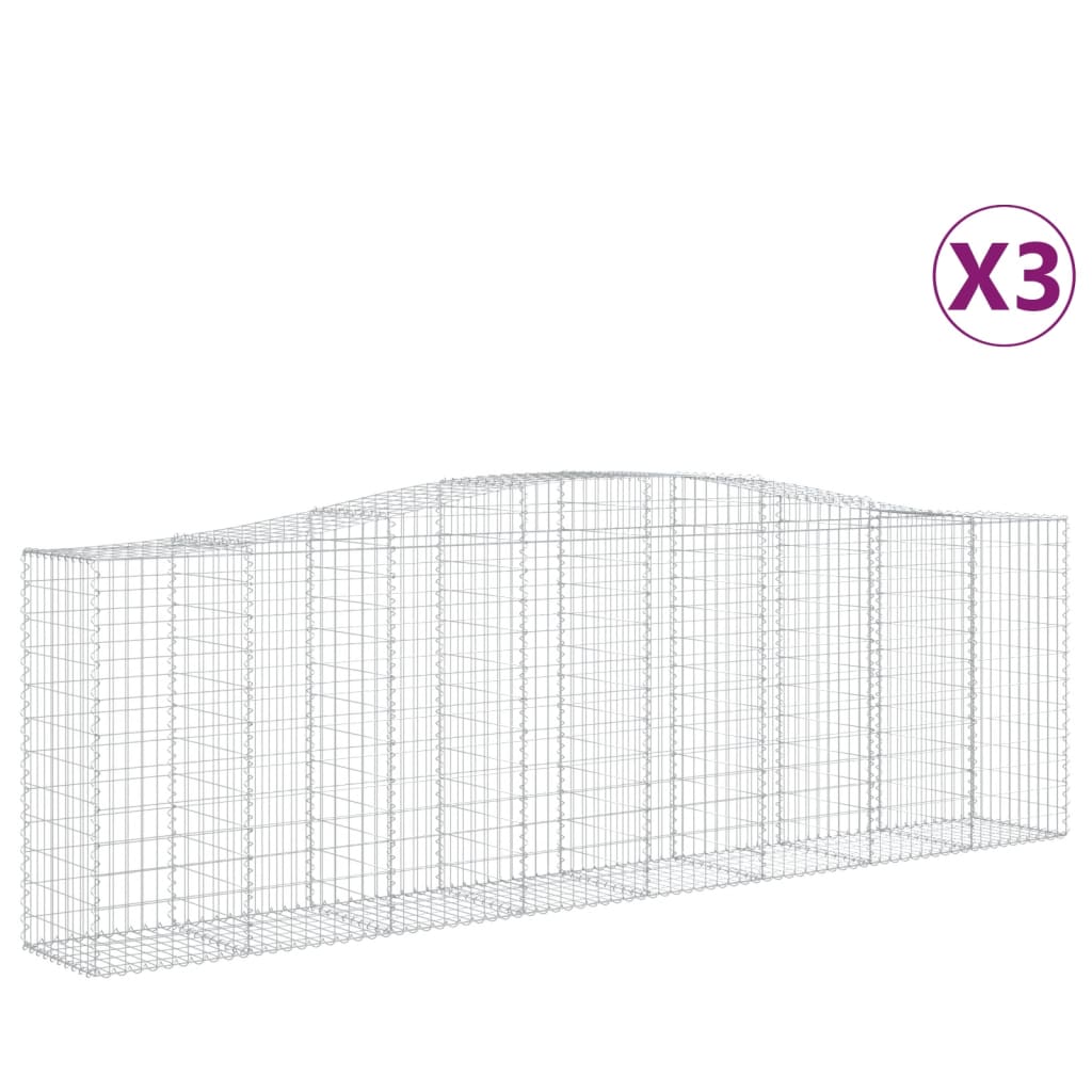 Klenuté gabionové koše 3 ks 400x50x120/140cm pozinkované železo