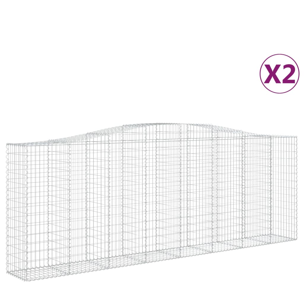 Klenuté gabionové koše 2 ks 400x50x140/160cm pozinkované železo