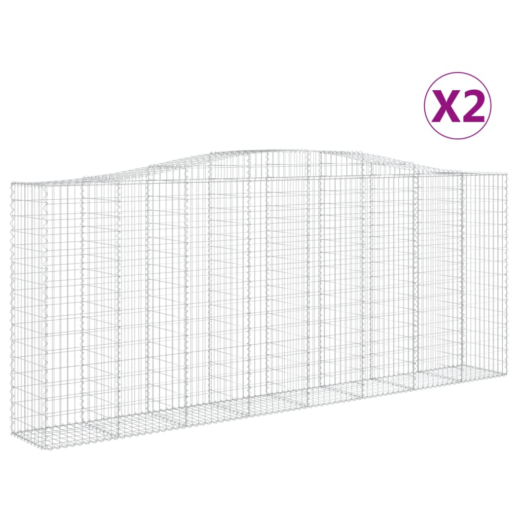 Klenuté gabionové koše 2 ks 400x50x160/180cm pozinkované železo
