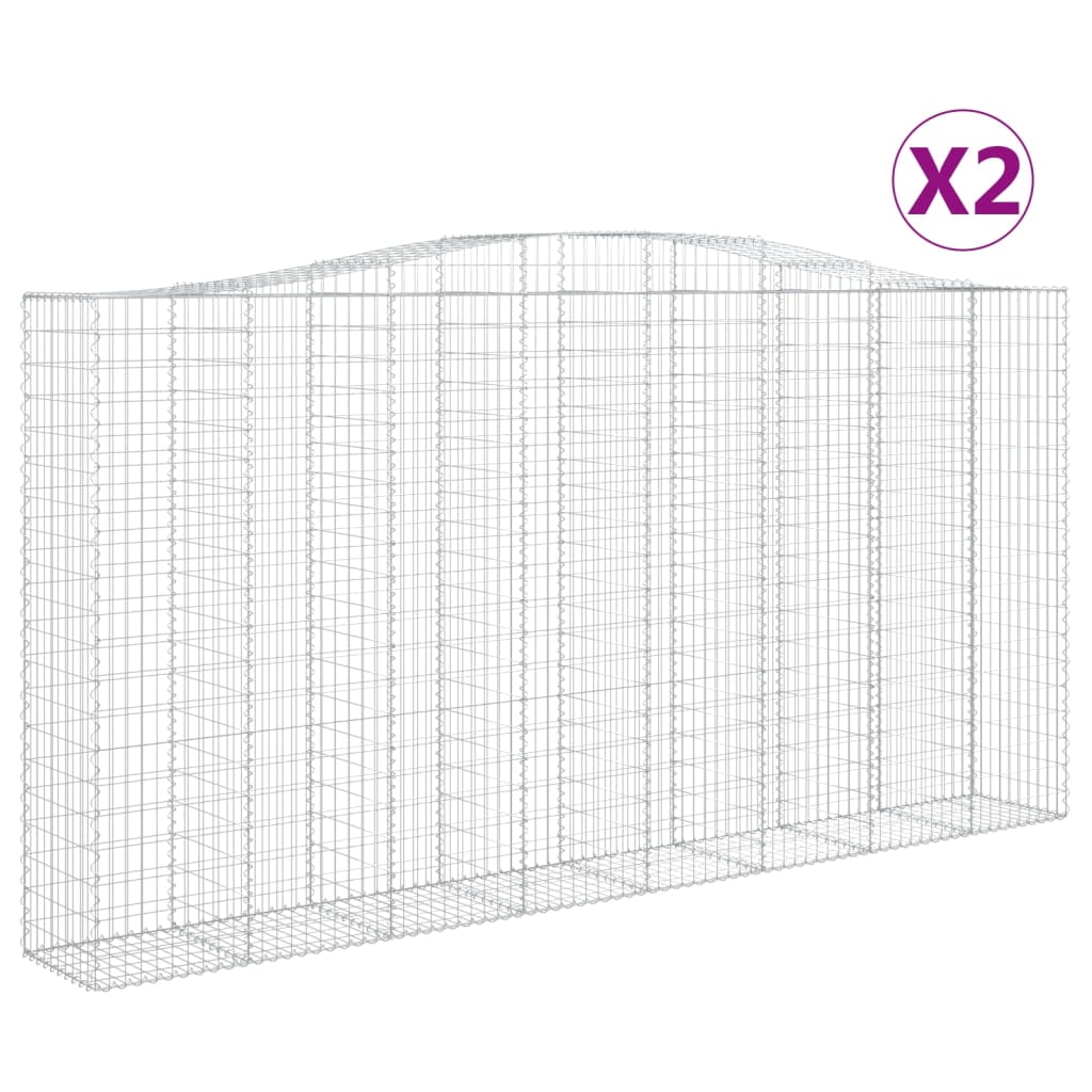 Klenuté gabionové koše 2 ks 400x50x200/220cm pozinkované železo