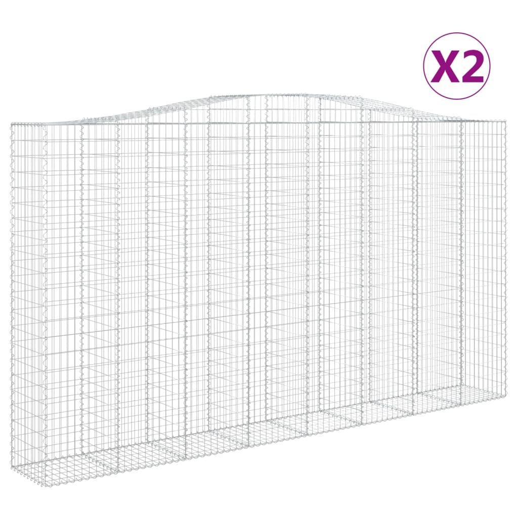 Klenuté gabionové koše 2 ks 400x50x220/240cm pozinkované železo