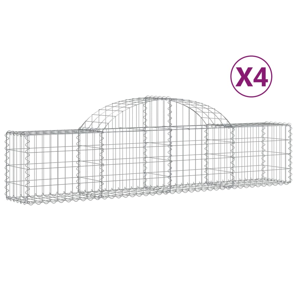 Klenuté gabionové koše 4 ks 200x30x40/60 cm pozinkované železo