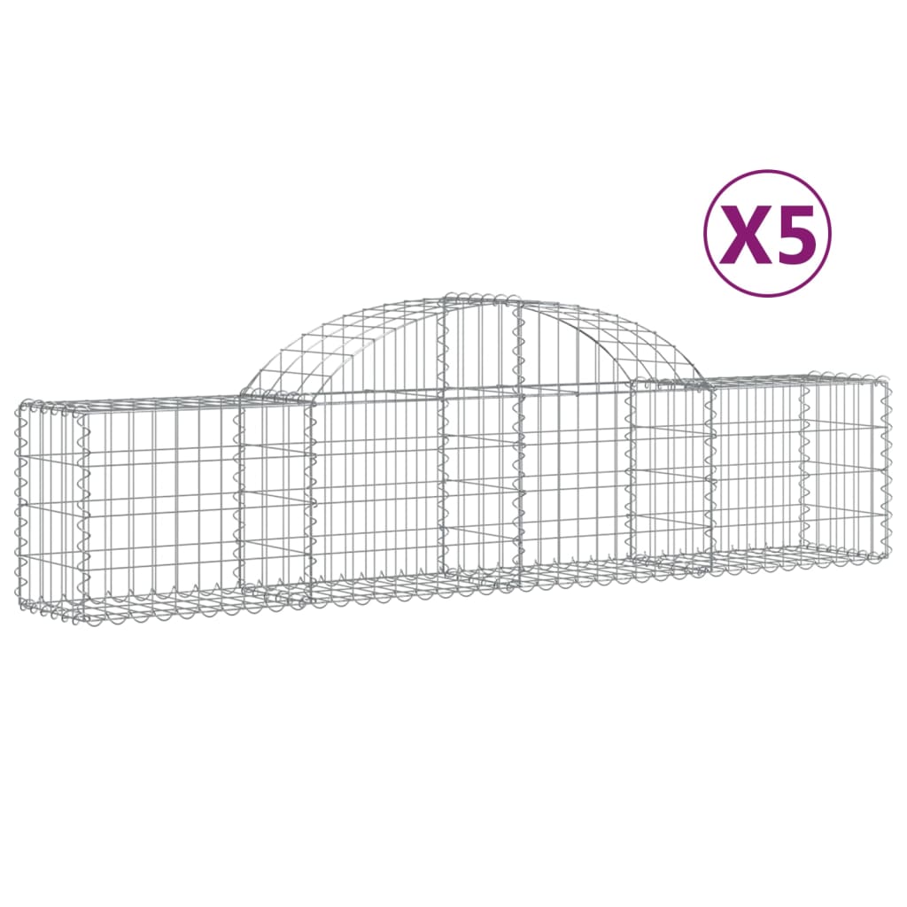 Klenuté gabionové koše 5 ks 200x30x40/60 cm pozinkované železo