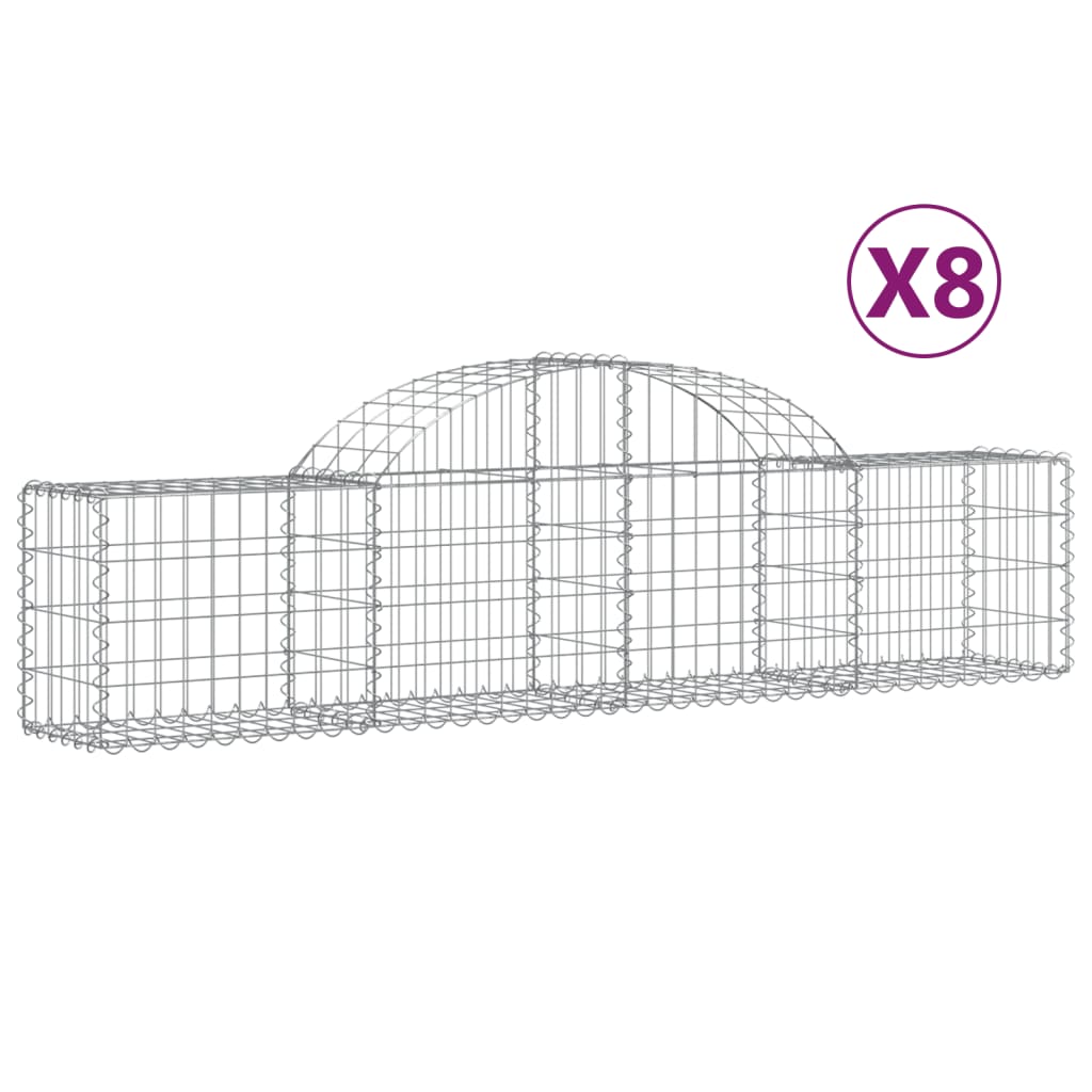 Klenuté gabionové koše 8 ks 200x30x40/60 cm pozinkované železo