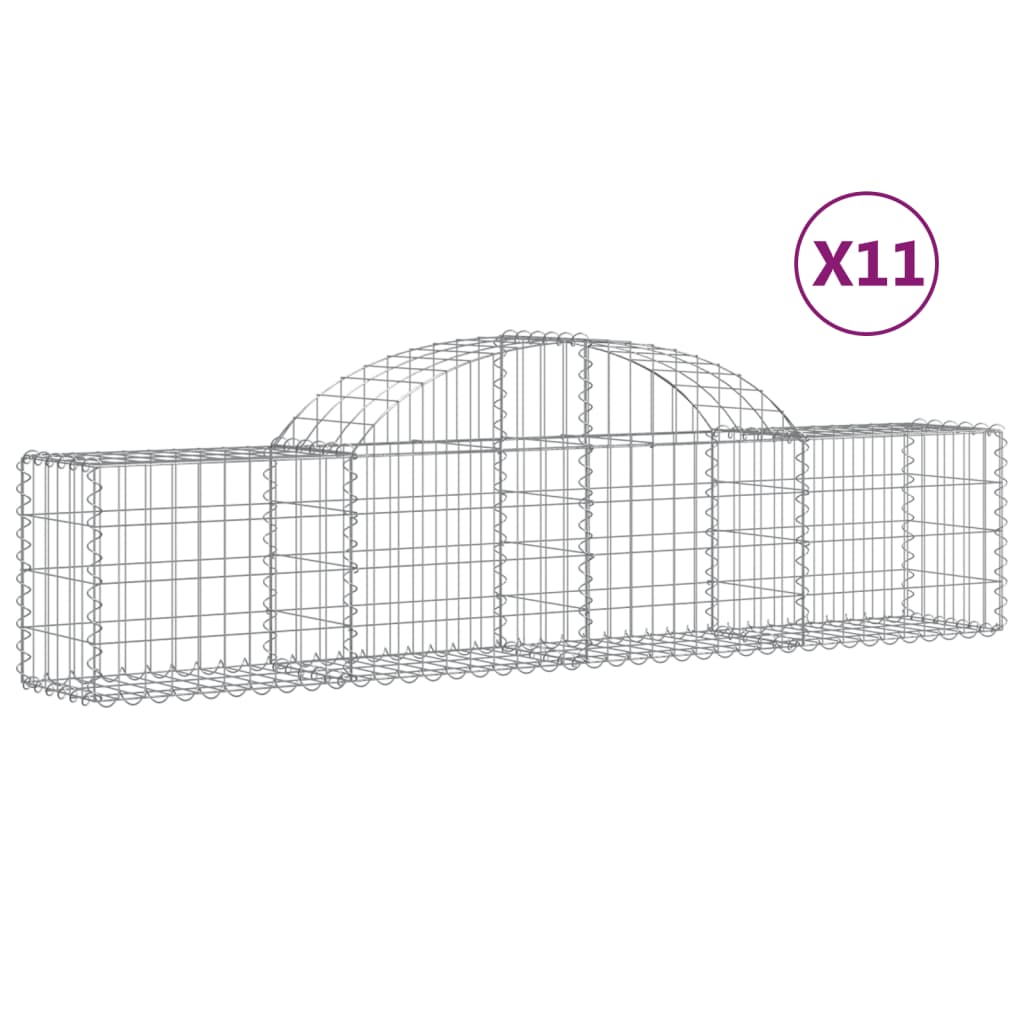 Klenuté gabionové koše 11 ks 200x30x40/60 cm pozinkované železo