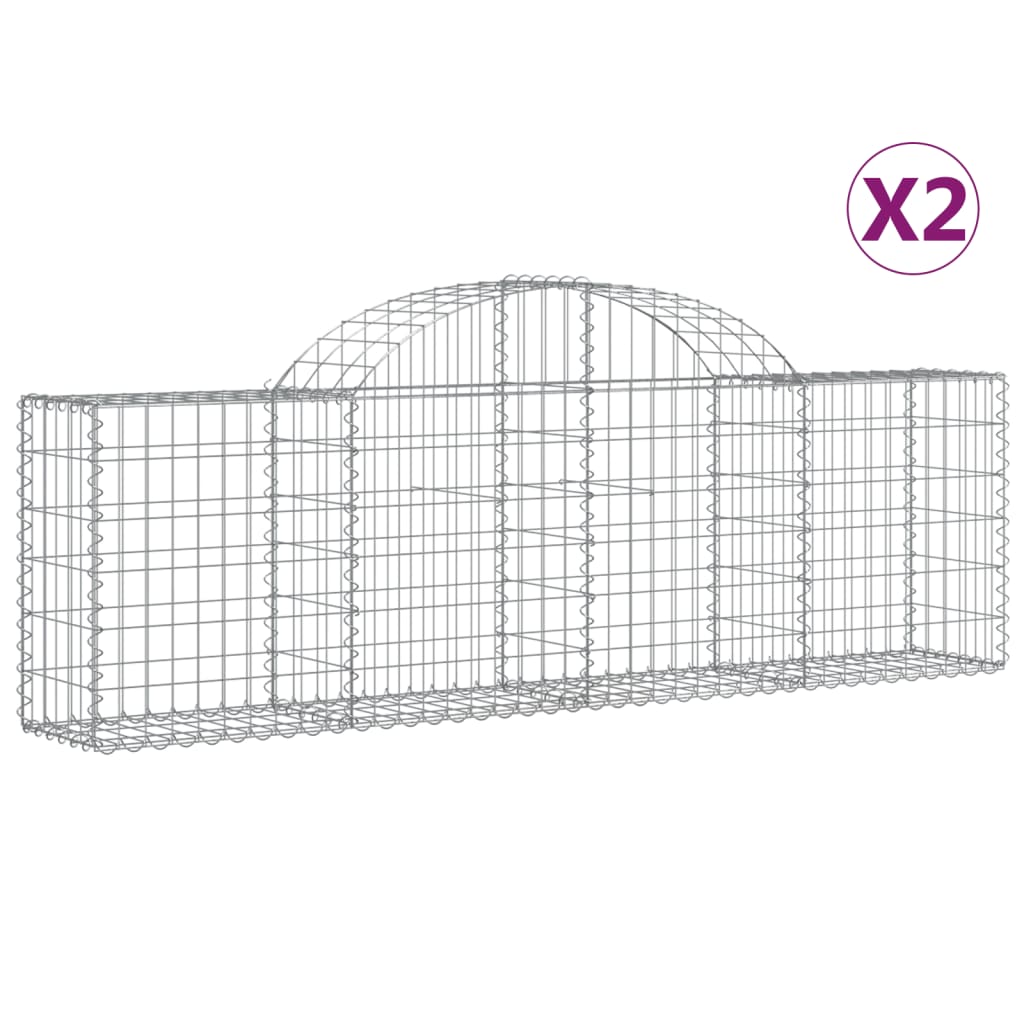 Klenuté gabionové koše 2 ks 200x30x60/80 cm pozinkované železo