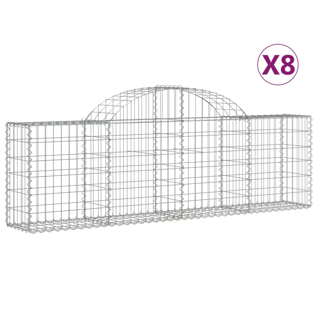 Klenuté gabionové koše 8 ks 200x30x60/80 cm pozinkované železo