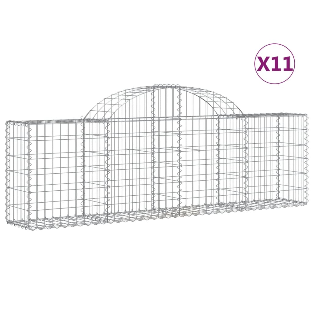 Klenuté gabionové koše 11 ks 200x30x60/80 cm pozinkované železo