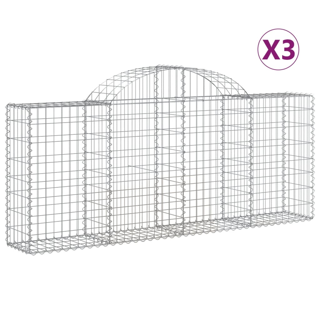 Klenuté gabionové koše 3 ks 200x30x80/100 cm pozinkované železo