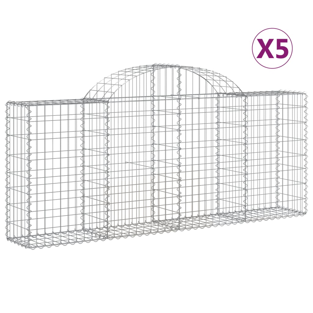 Klenuté gabionové koše 5 ks 200x30x80/100 cm pozinkované železo