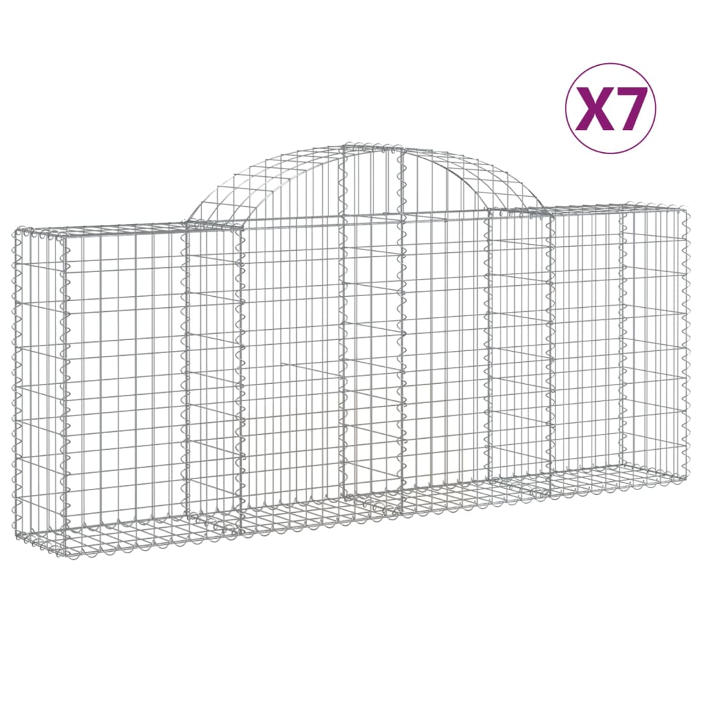 Klenuté gabionové koše 7 ks 200x30x80/100 cm pozinkované železo