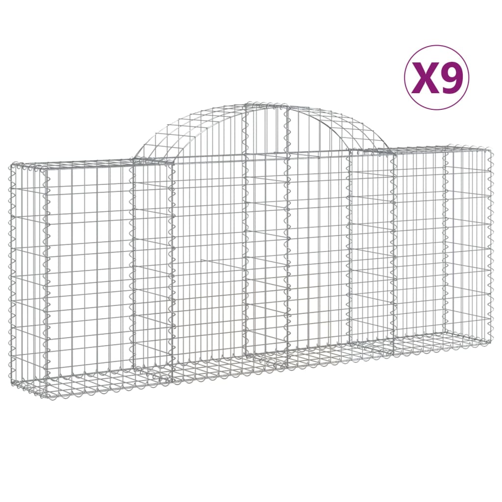Klenuté gabionové koše 9 ks 200x30x80/100 cm pozinkované železo