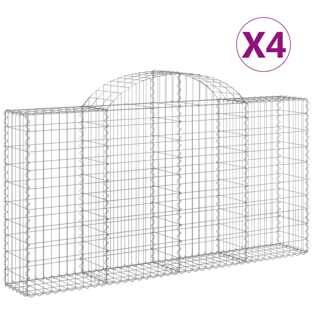 Klenuté gabionové koše 4 ks 200x30x100/120cm pozinkované železo