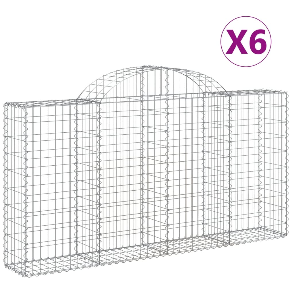 Klenuté gabionové koše 6 ks 200x30x100/120cm pozinkované železo