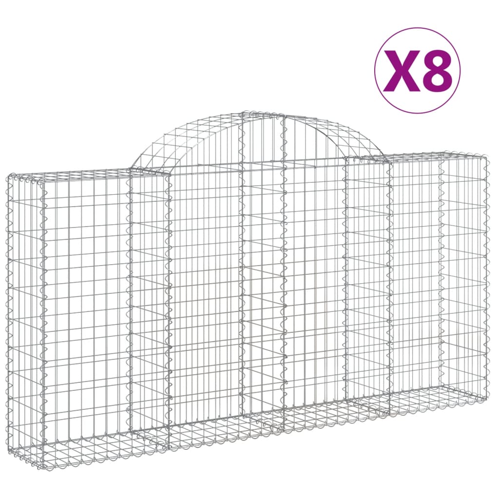 Klenuté gabionové koše 8 ks 200x30x100/120cm pozinkované železo