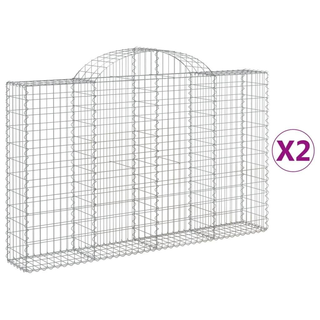 Klenuté gabionové koše 2 ks 200x30x120/140cm pozinkované železo