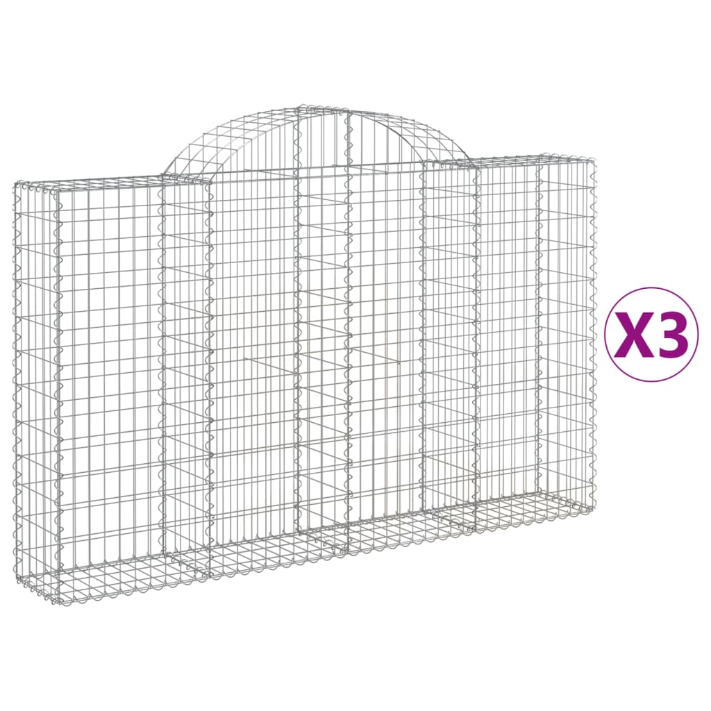 Klenuté gabionové koše 3 ks 200x30x120/140cm pozinkované železo