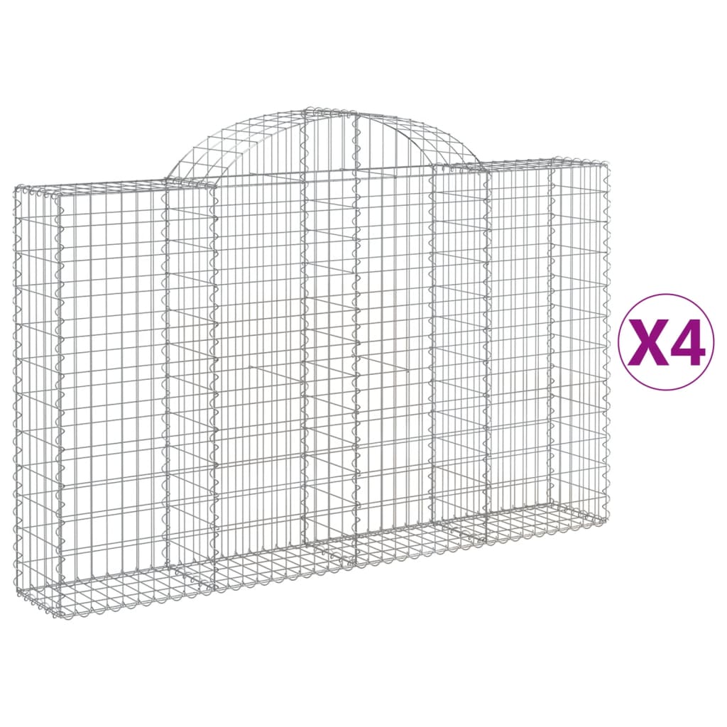 Klenuté gabionové koše 4 ks 200x30x120/140cm pozinkované železo